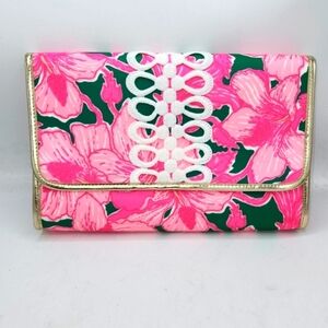 Lilly Pulitzer GWP Envelope Pouch Kelly Green Hibis Kiss